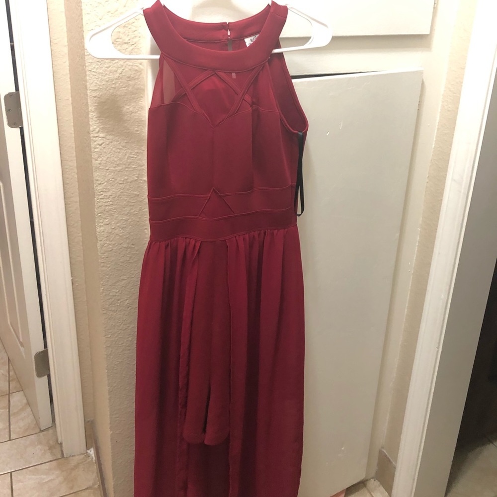 Burgundy romper dress